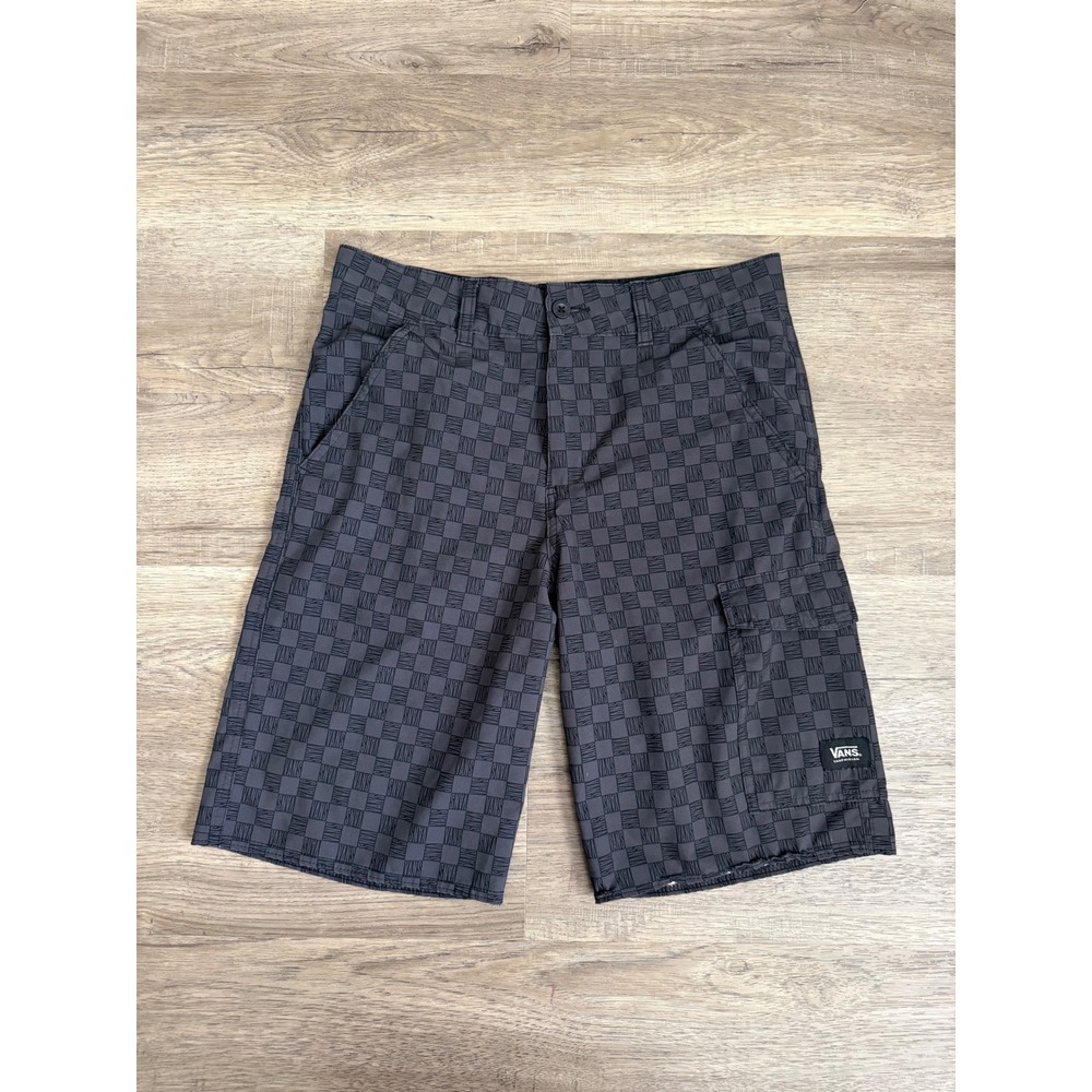 Vans Vanphibian Boys Size 20 Hybrid Board Shorts Grey Black Checkered Cargo‎